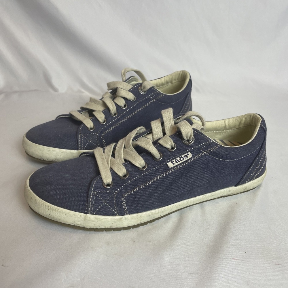 Taos Moc Star Blue Canvas Denim Lace Up Low Sneakers Shoes Women Sz 38EU/7.5M US